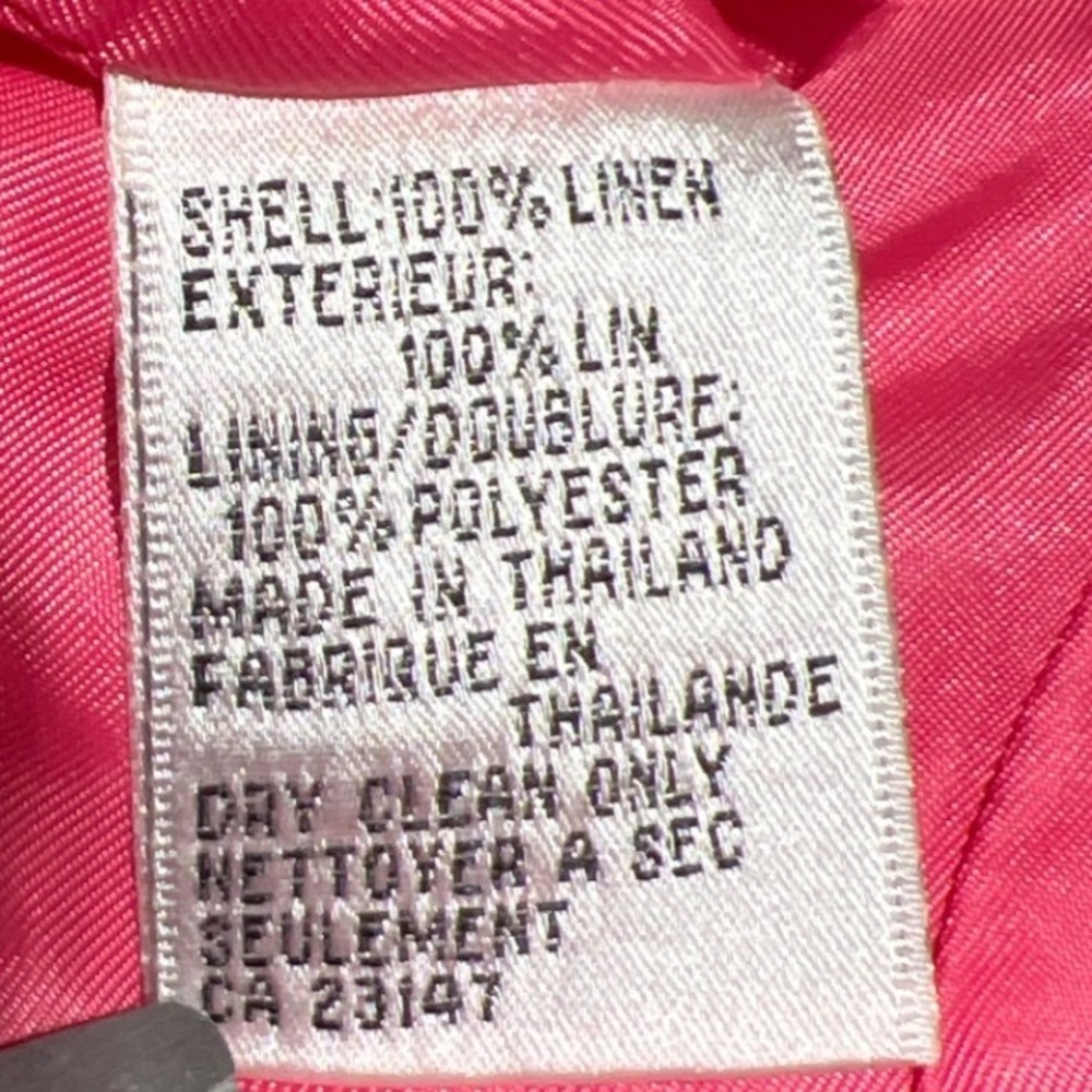 Talbots Irish Linen Pink Blazer Jacket Mandarin Collar Size 8 Long Sleeve - Picture 4 of 9